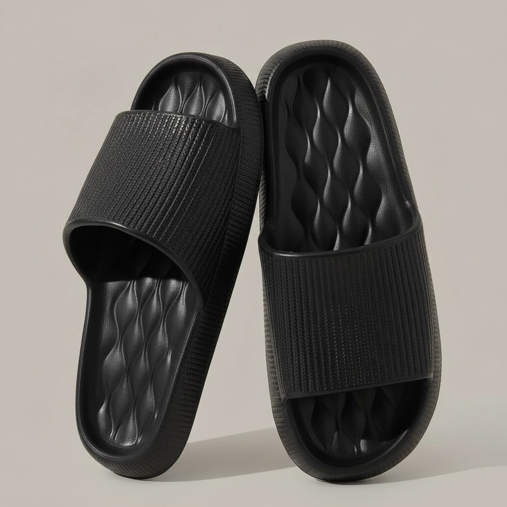 Velvet Black - Slides eleganti a suola rialzata